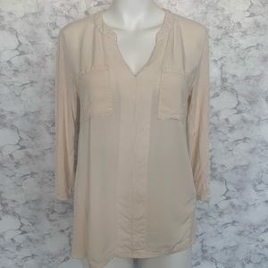 Ezra Cream 3/4 Sleeve Tunic Blouse